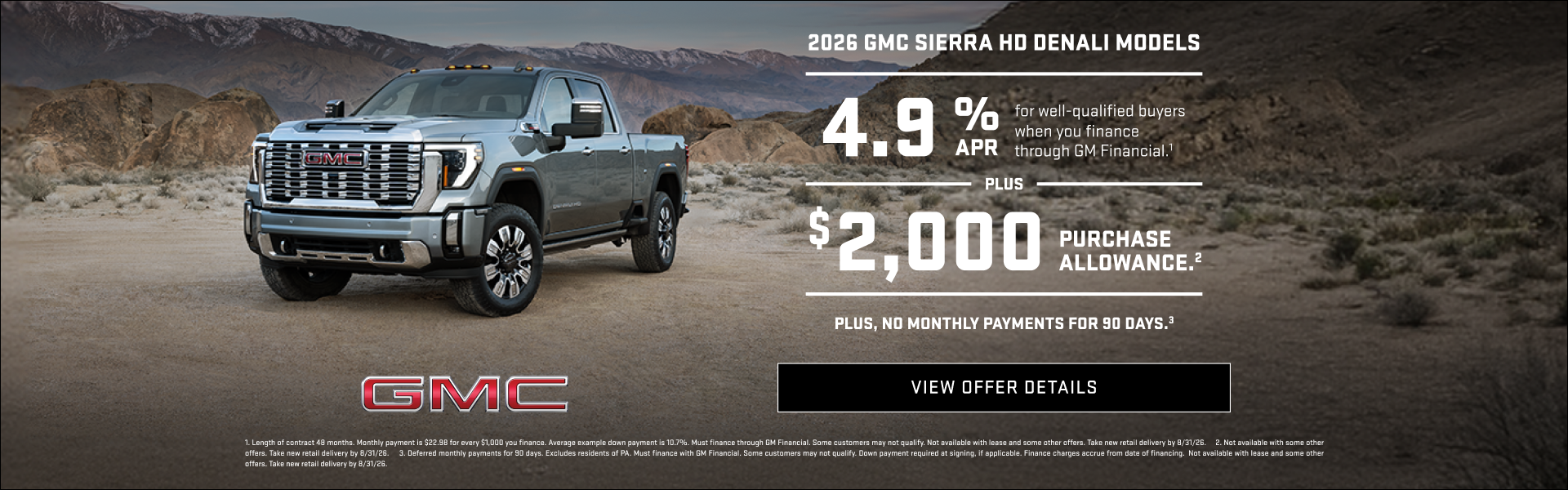 4.9% APR for well-qualified buyers when you finance through GM Financial.1

Plus, $2,000 PURCHASE...